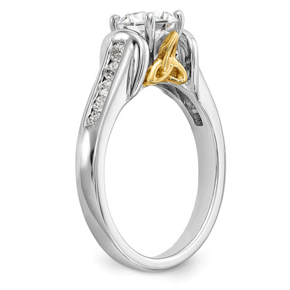 14k Two tone Peg Set Diamond Celtic CZ Engagement Ring