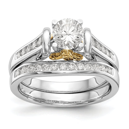 14k Two tone Peg Set Diamond Celtic CZ Engagement Ring