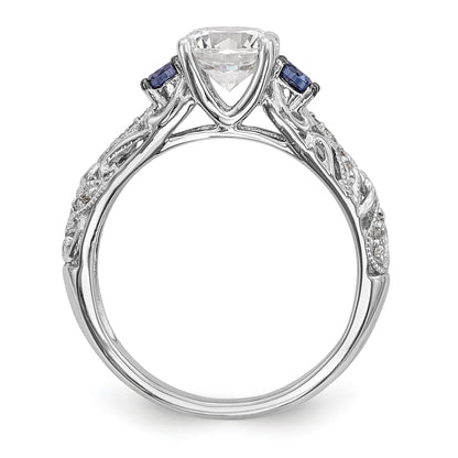14K White Gold Blue and White Simulated Diamond Engagement Ring