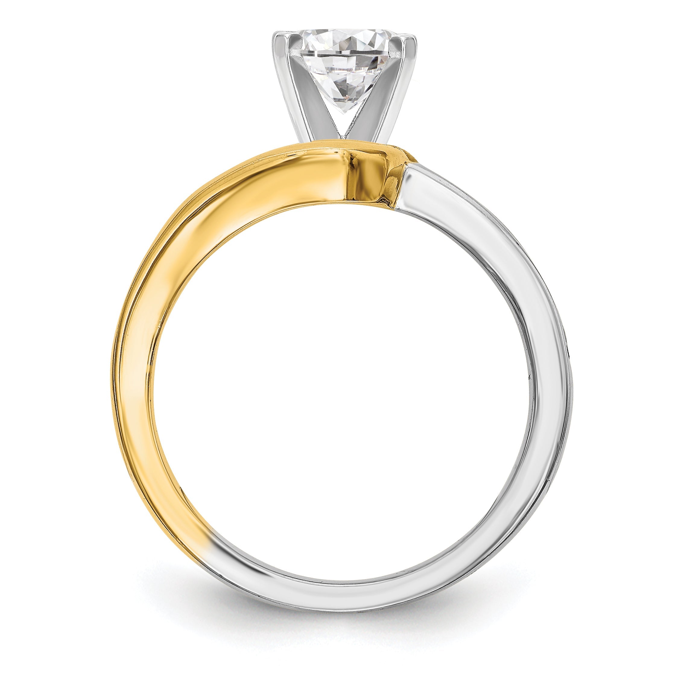 14K Two tone Diamond Peg Set CZ Engagement Ring