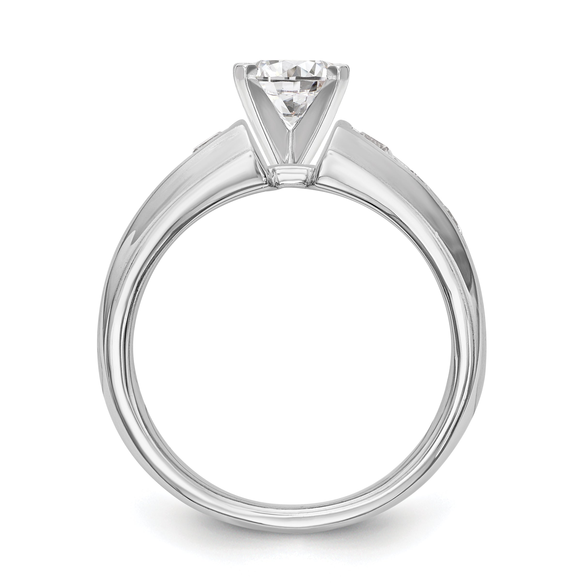 14K White Gold Diamond Peg Set Engagement Ring