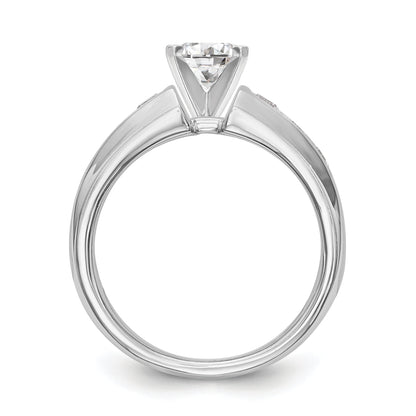 14K White Gold Diamond Peg Set Engagement Ring