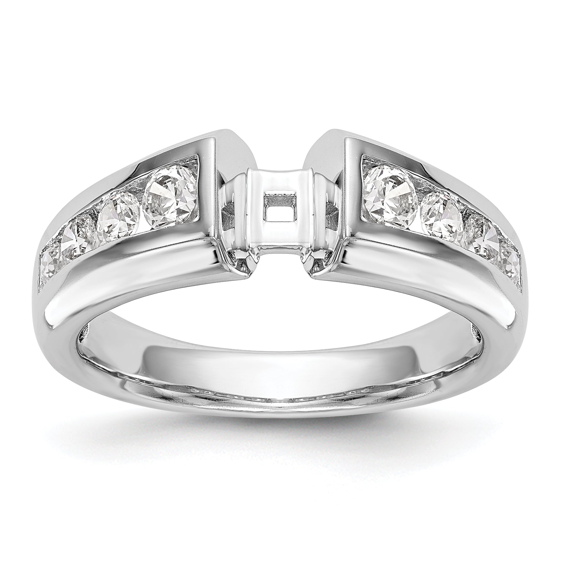 14K White Gold Diamond Peg Set Engagement Ring