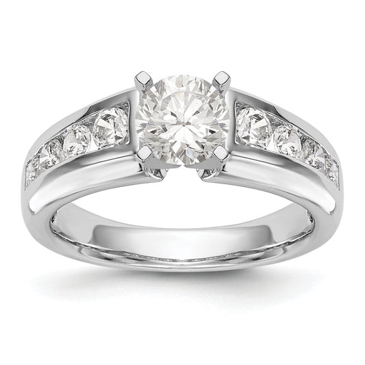 14K White Gold Diamond Peg Set Engagement Ring