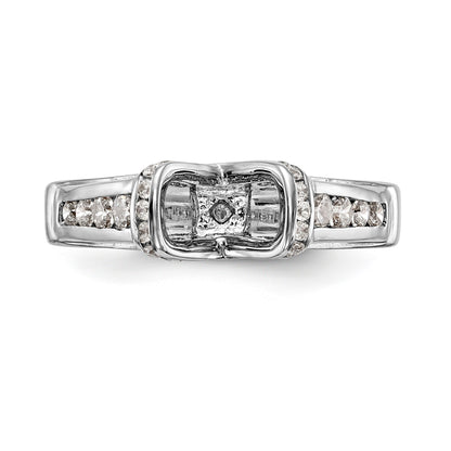 14K White Gold Diamond Peg Set Engagement Ring
