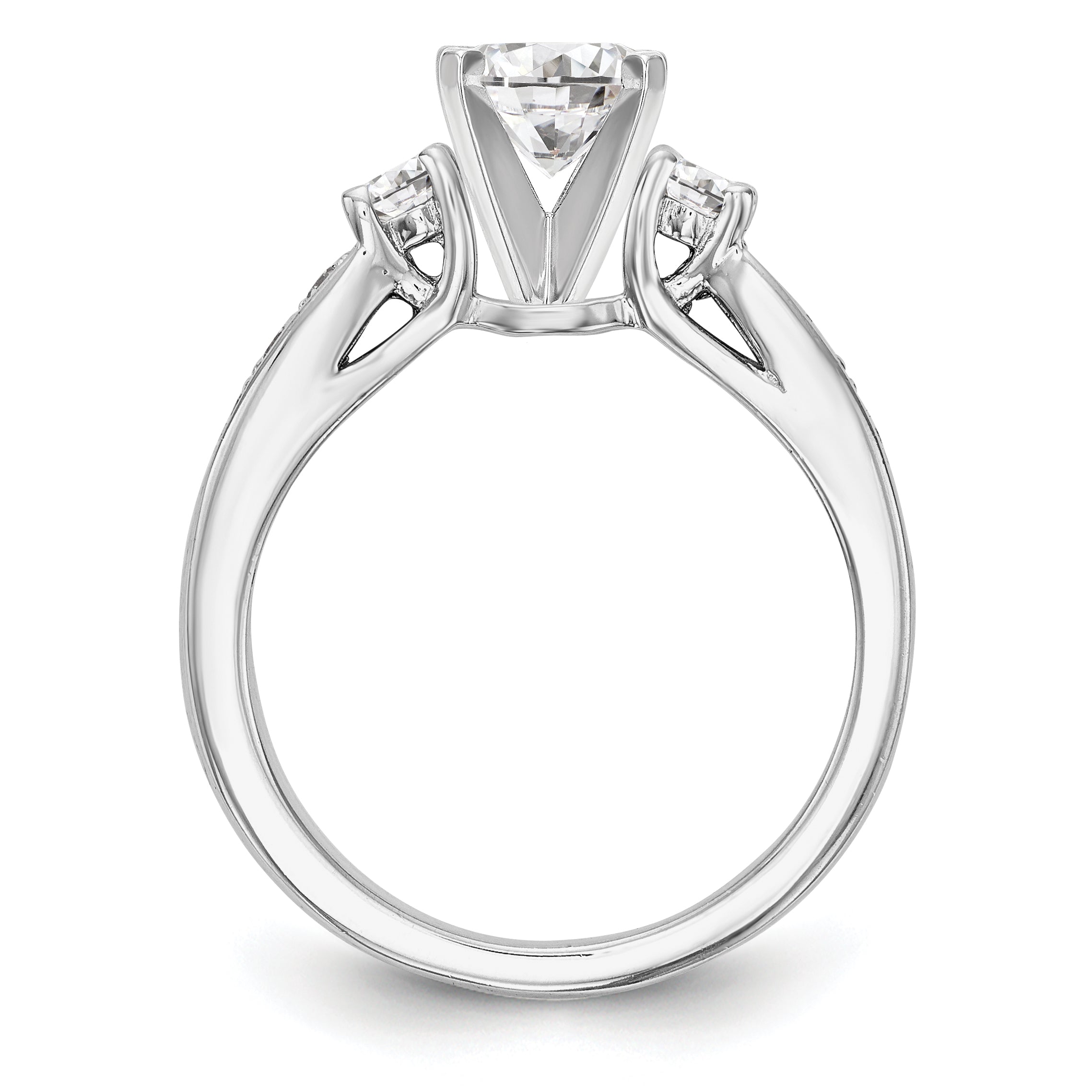 14K White Gold Diamond Peg Set Engagement Ring
