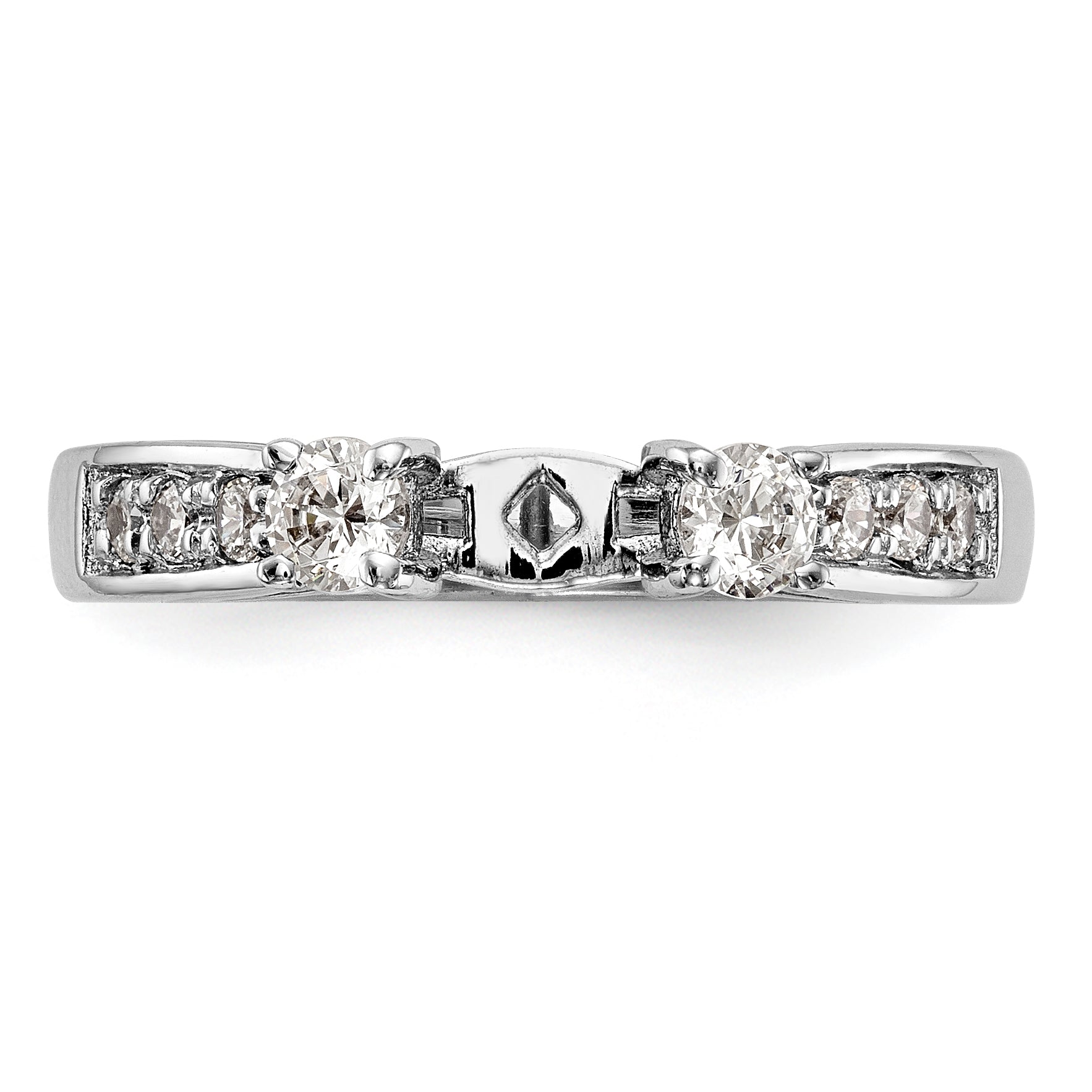 14K White Gold Diamond Peg Set Engagement Ring