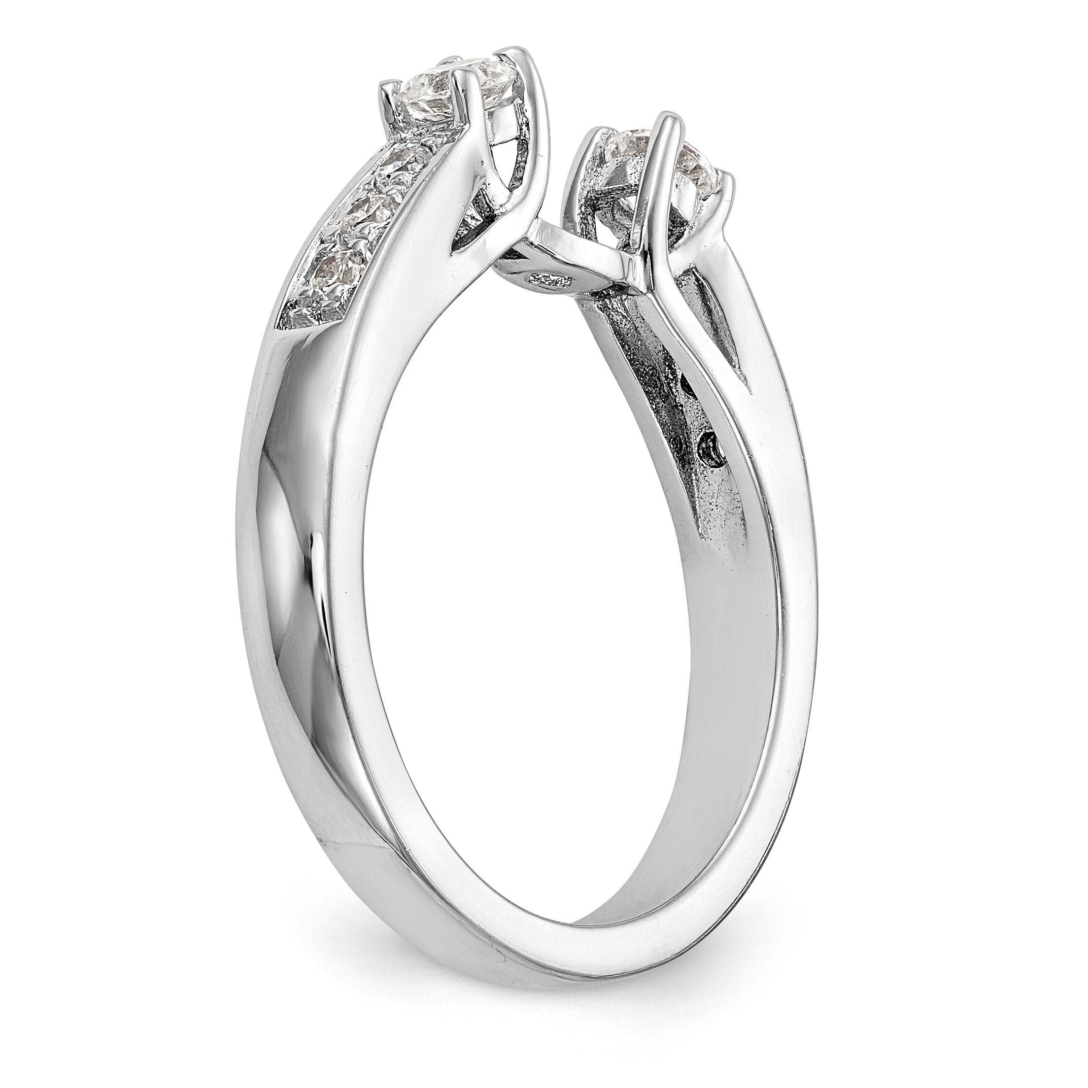 14K White Gold Diamond Peg Set Engagement Ring
