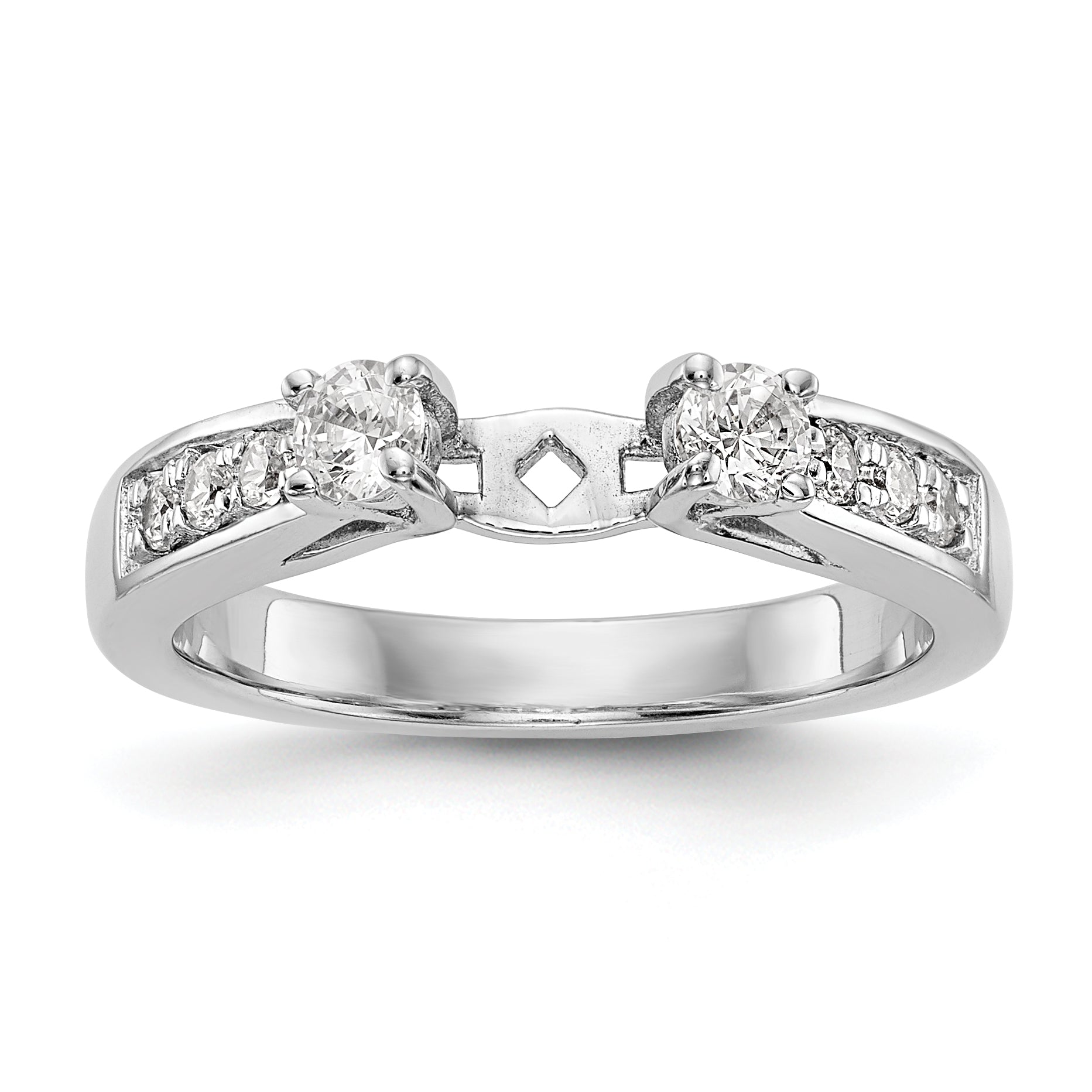 14K White Gold Diamond Peg Set Engagement Ring