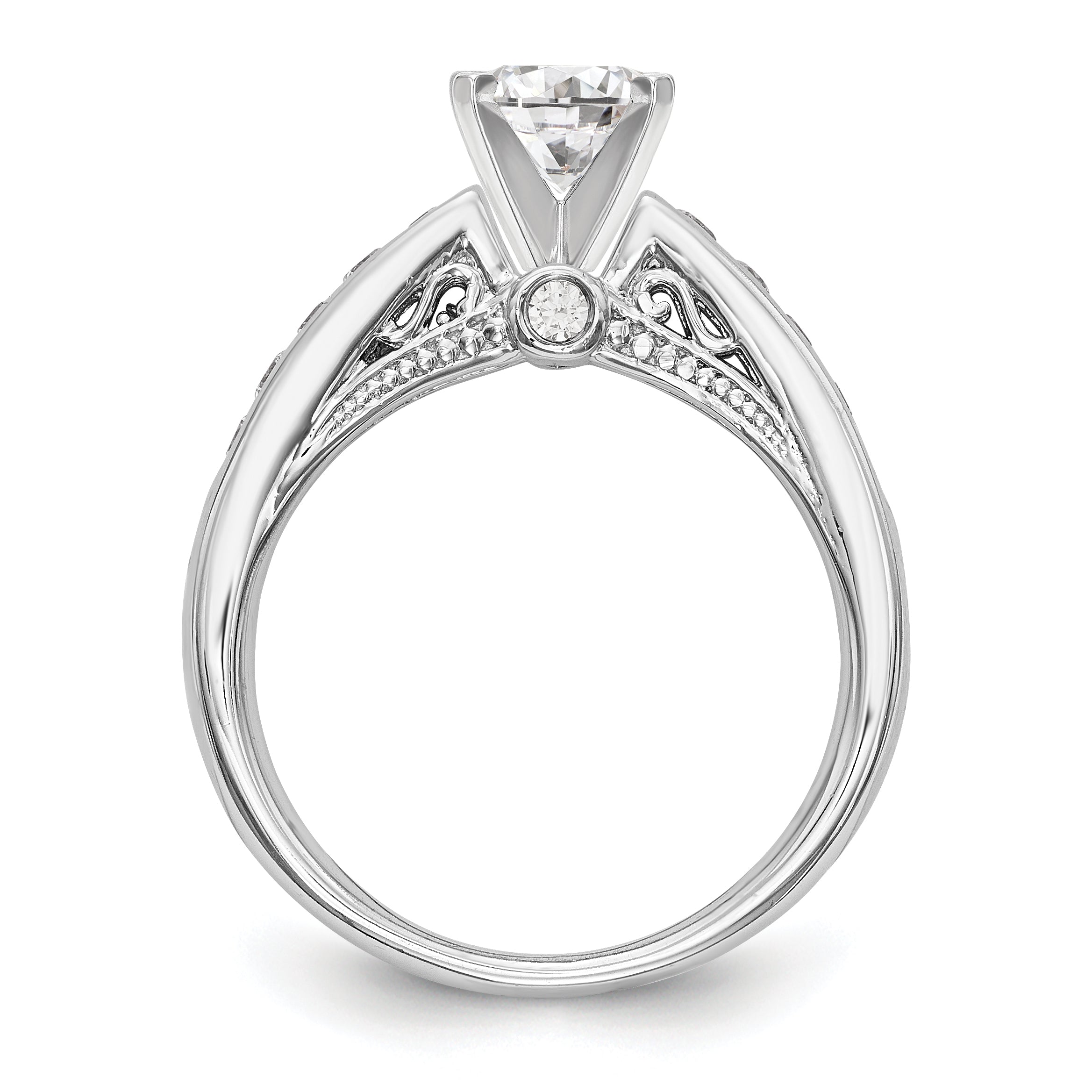 14K White Gold Diamond Peg Set Engagement Ring