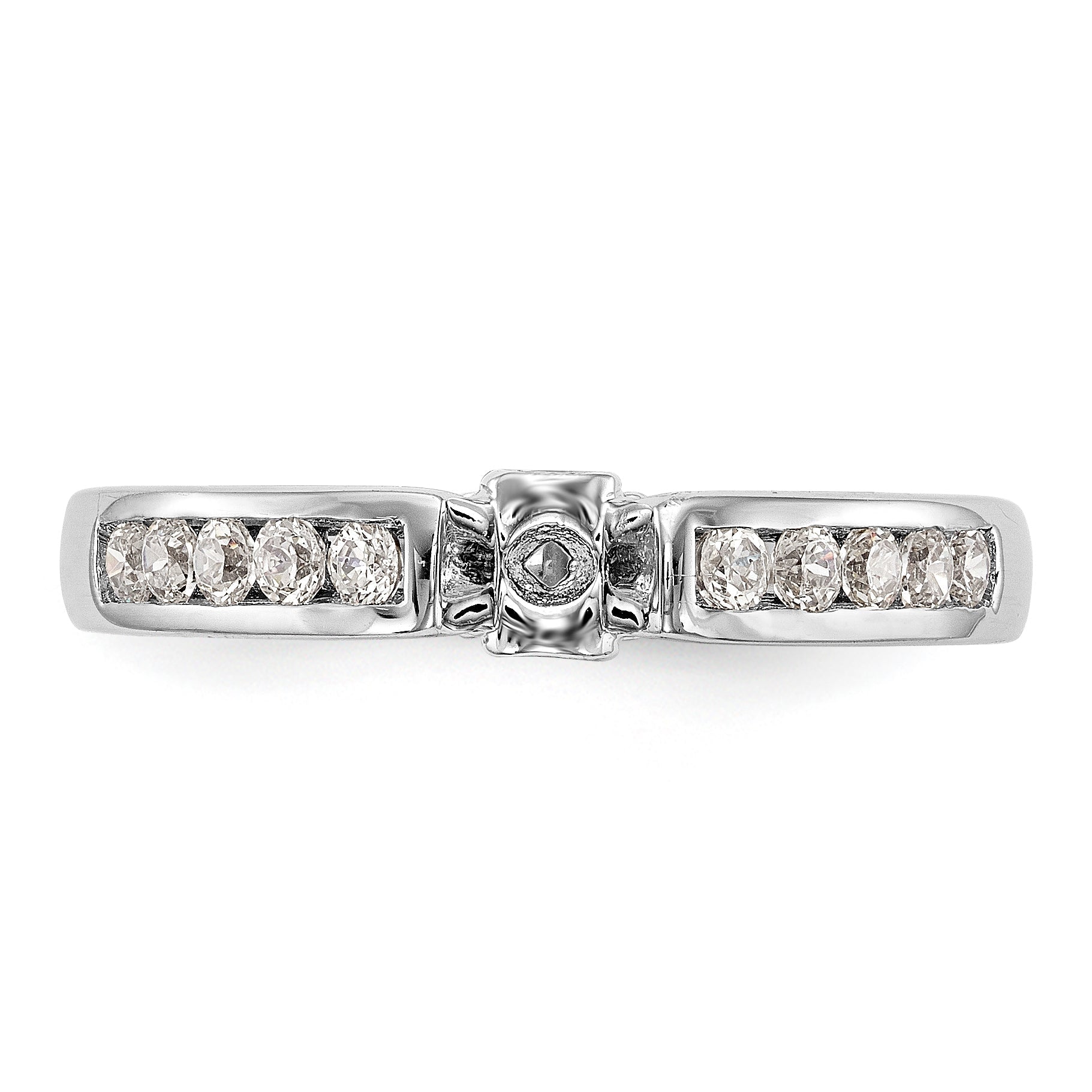 14K White Gold Diamond Peg Set Engagement Ring