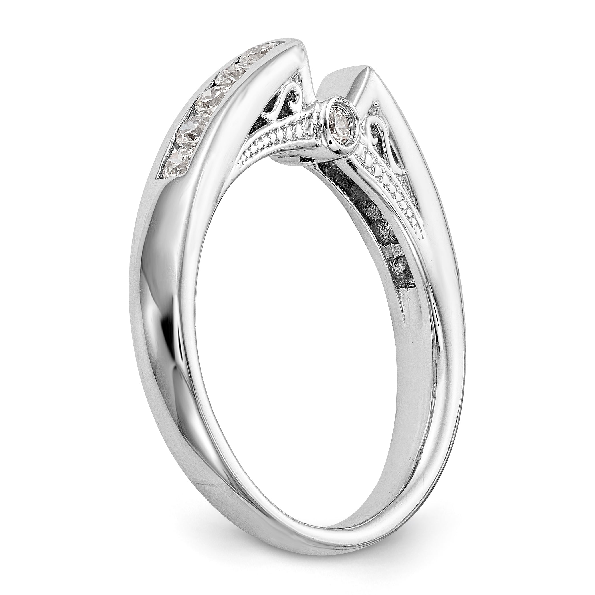 14K White Gold Diamond Peg Set Engagement Ring