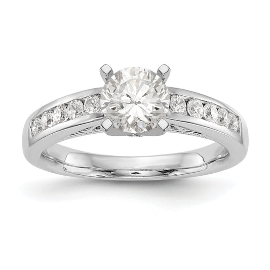 14K White Gold Diamond Peg Set Engagement Ring