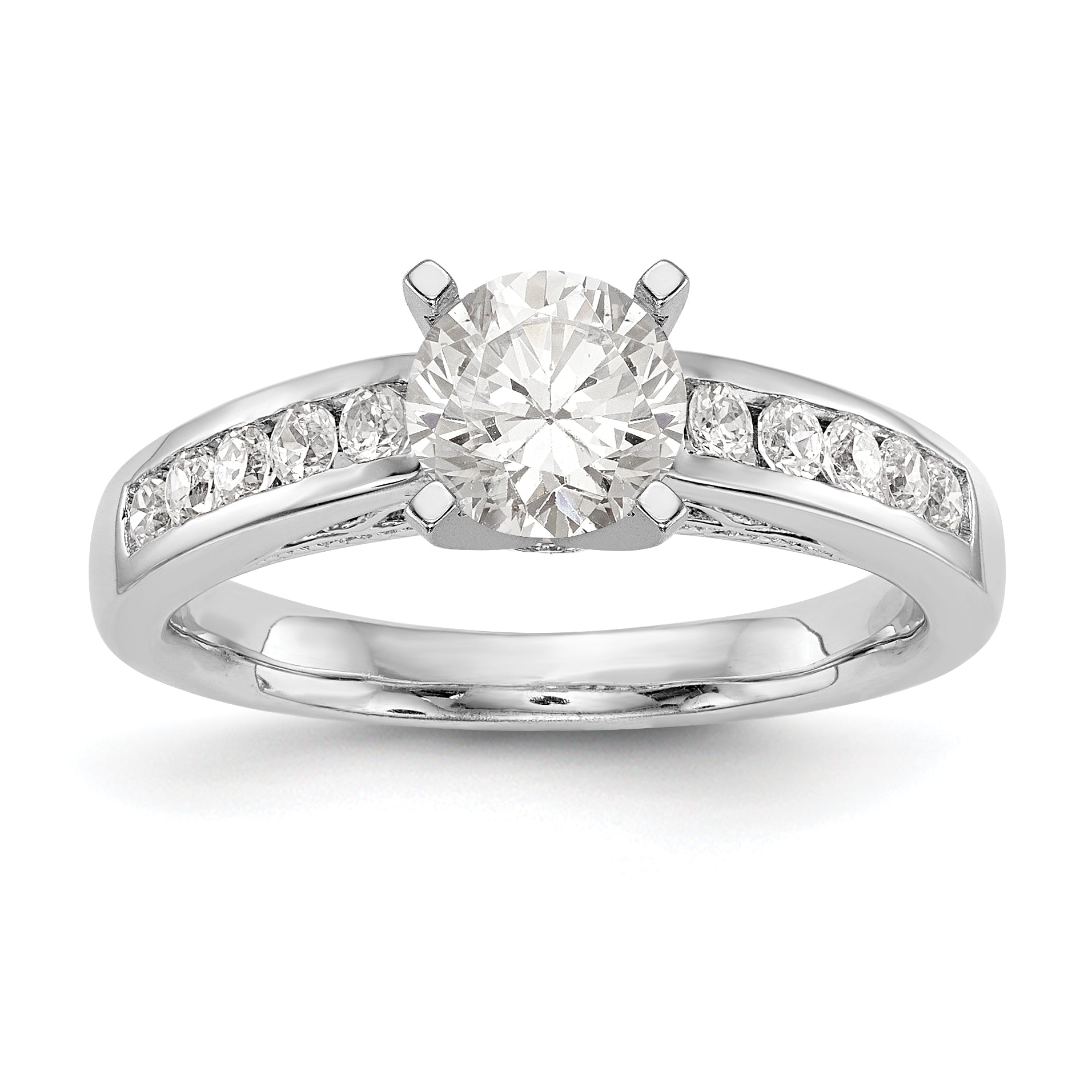 14K White Gold Diamond Peg Set Engagement Ring
