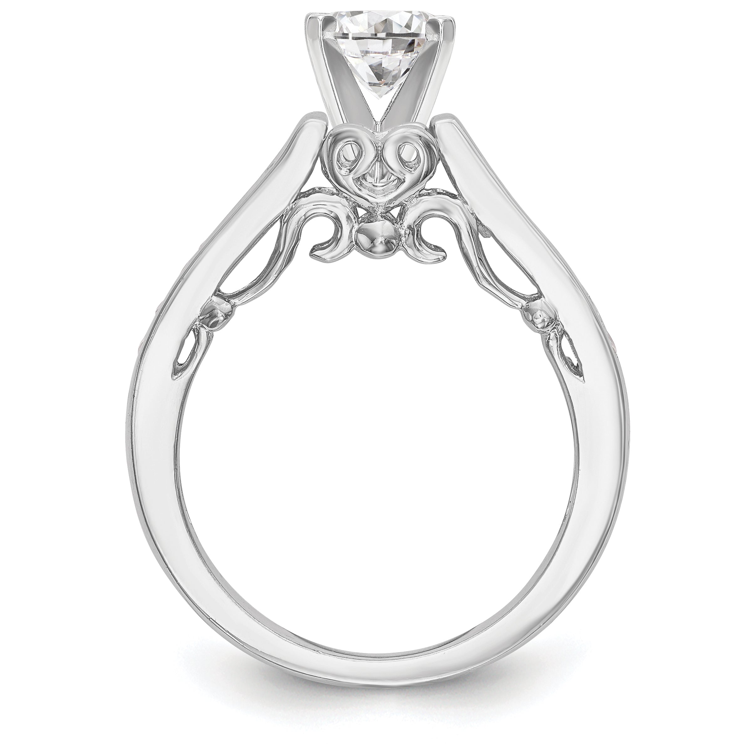 14K White Gold Diamond Peg Set Engagement Ring