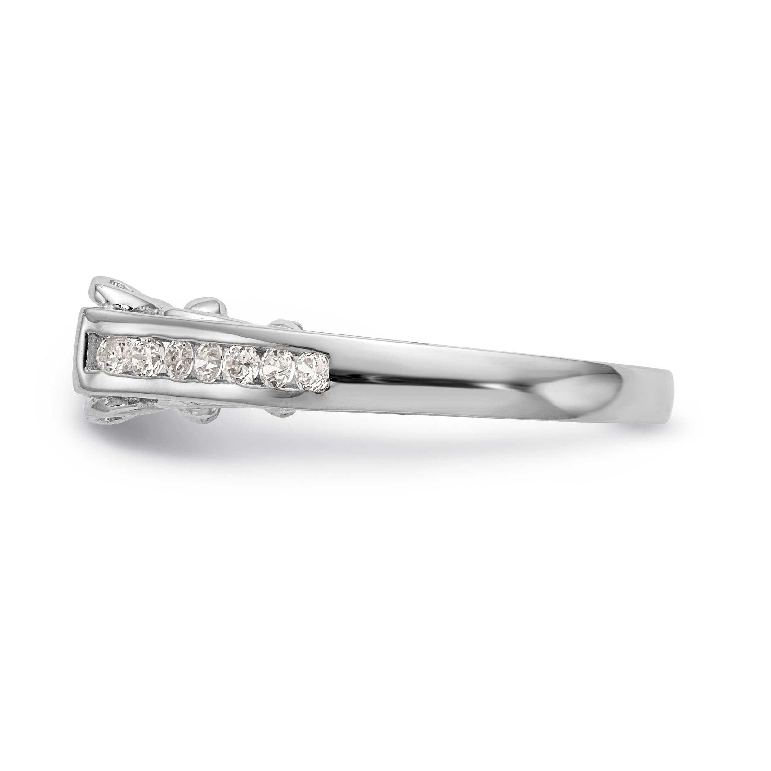 14K White Gold Diamond Peg Set Engagement Ring