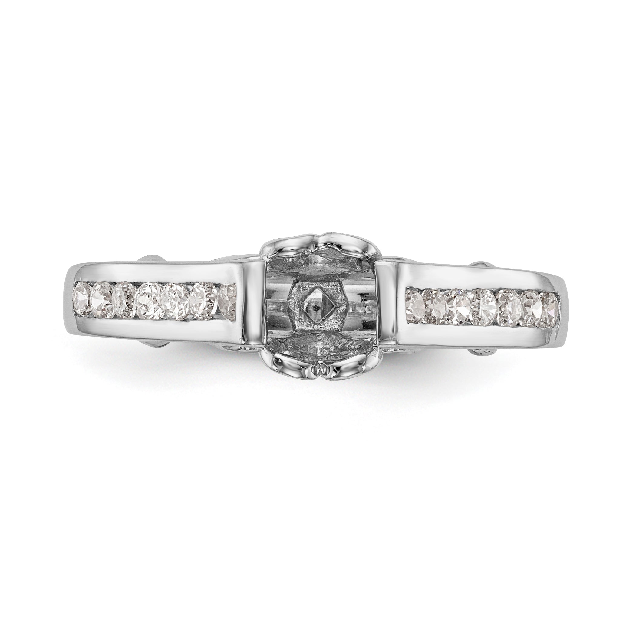 14K White Gold Diamond Peg Set Engagement Ring