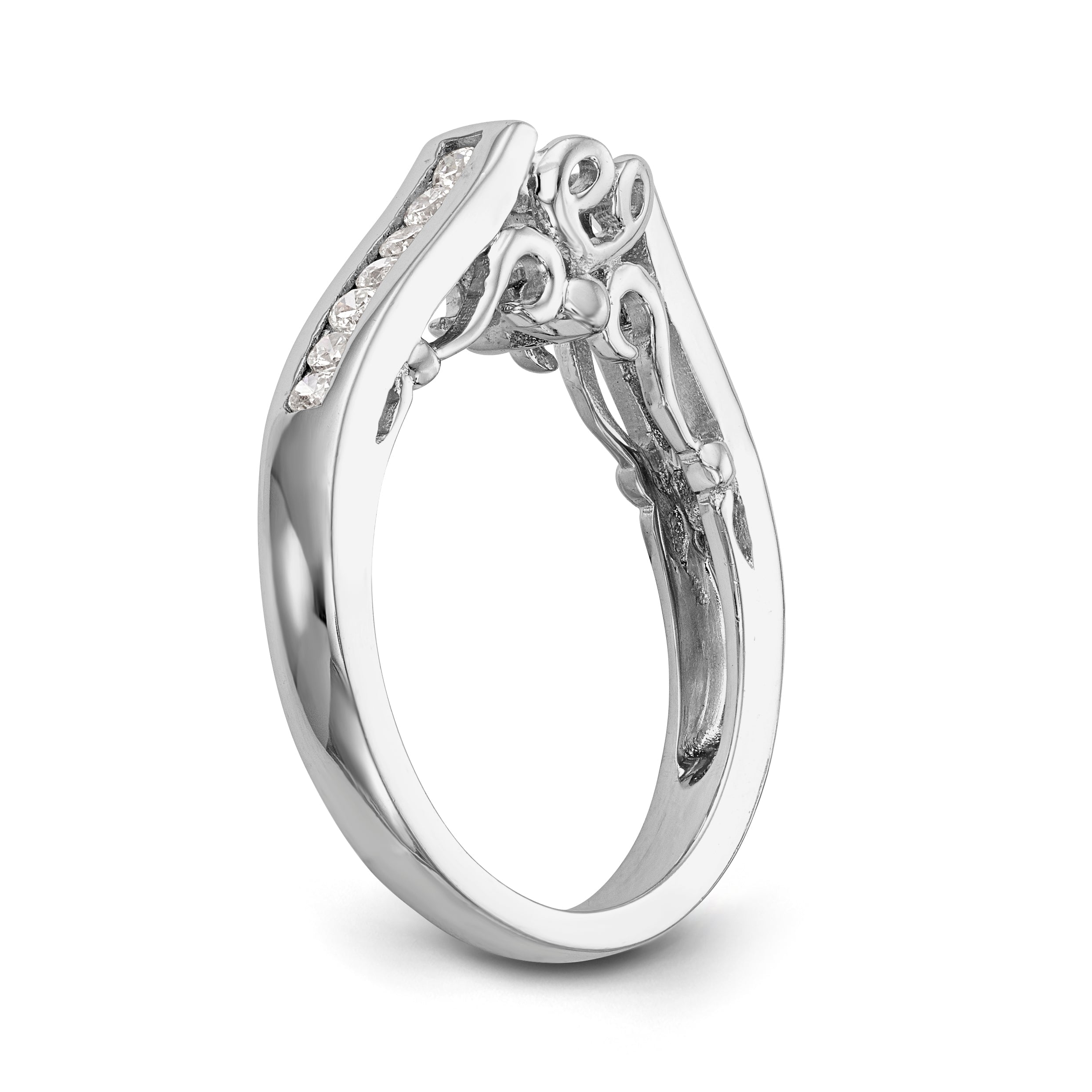 14K White Gold Diamond Peg Set Engagement Ring