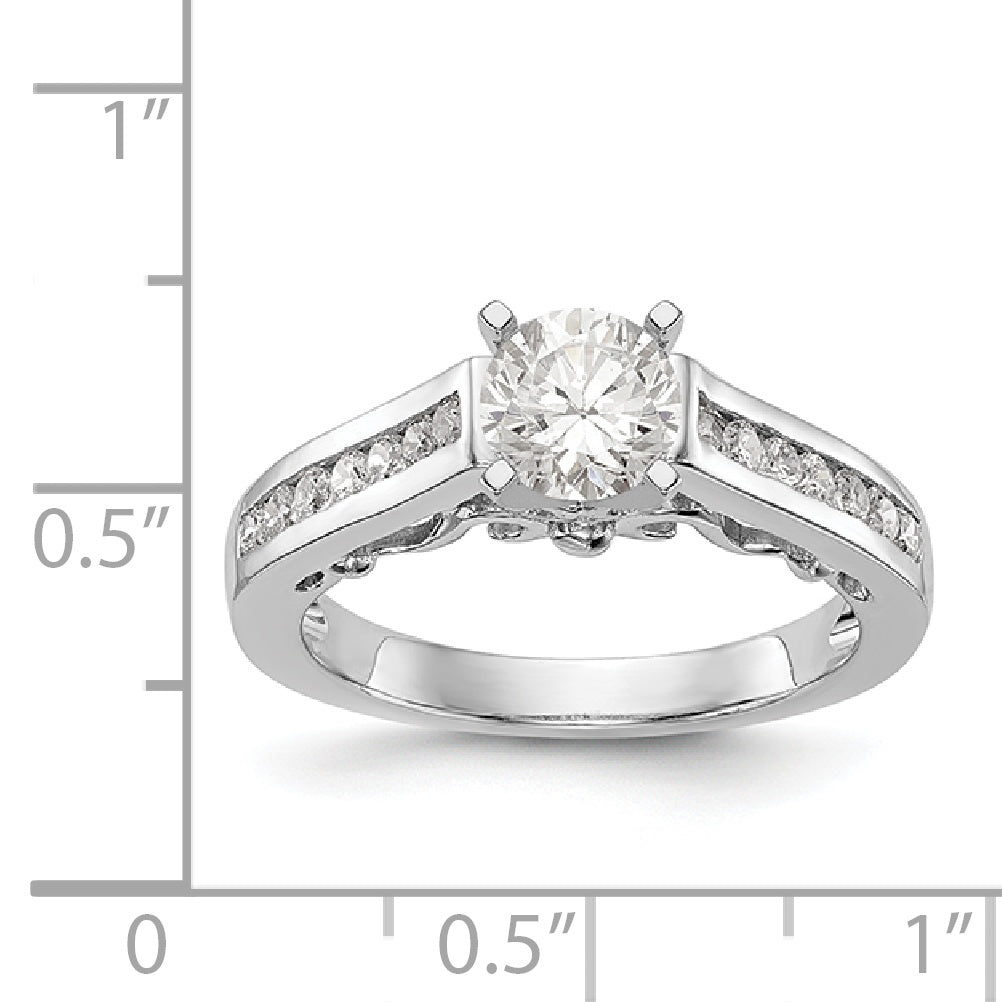 14K White Gold Diamond Peg Set Engagement Ring