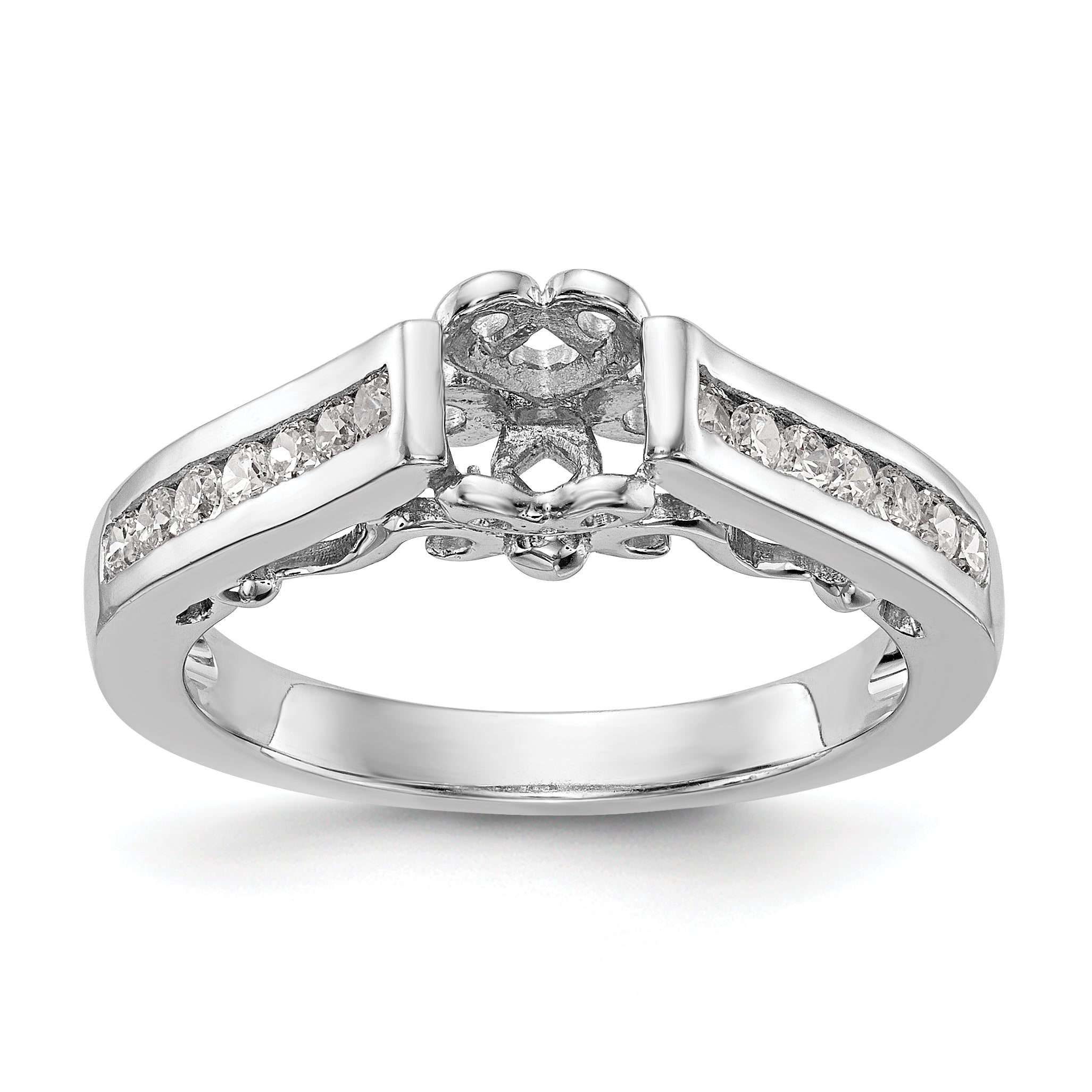 14K White Gold Diamond Peg Set Engagement Ring