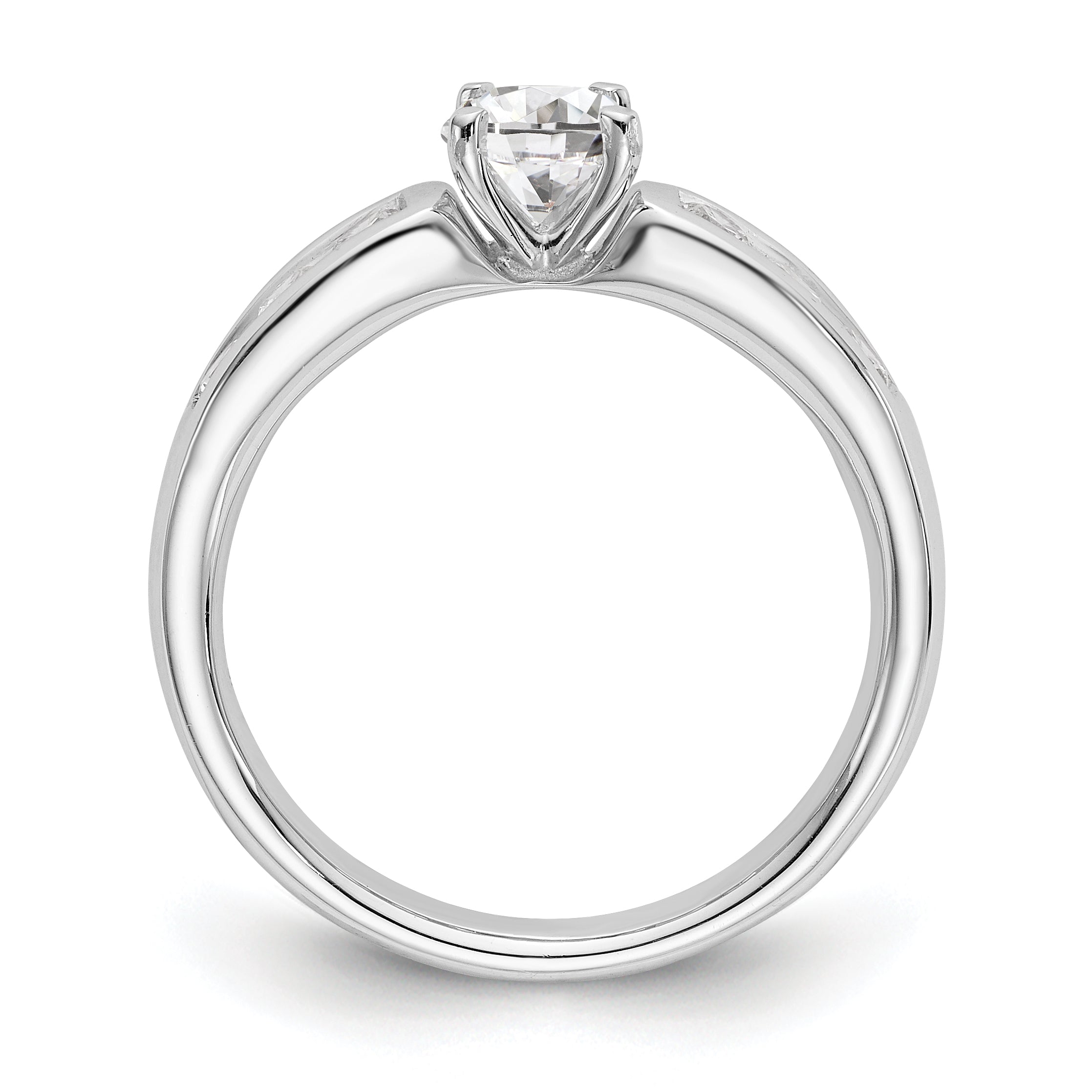 14K White Gold Diamond Peg Set Engagement Ring
