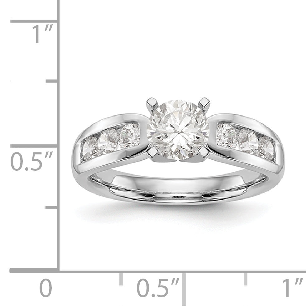 14K White Gold Diamond Peg Set Engagement Ring