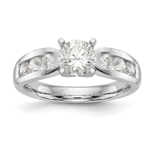 14K White Gold Diamond Peg Set Engagement Ring