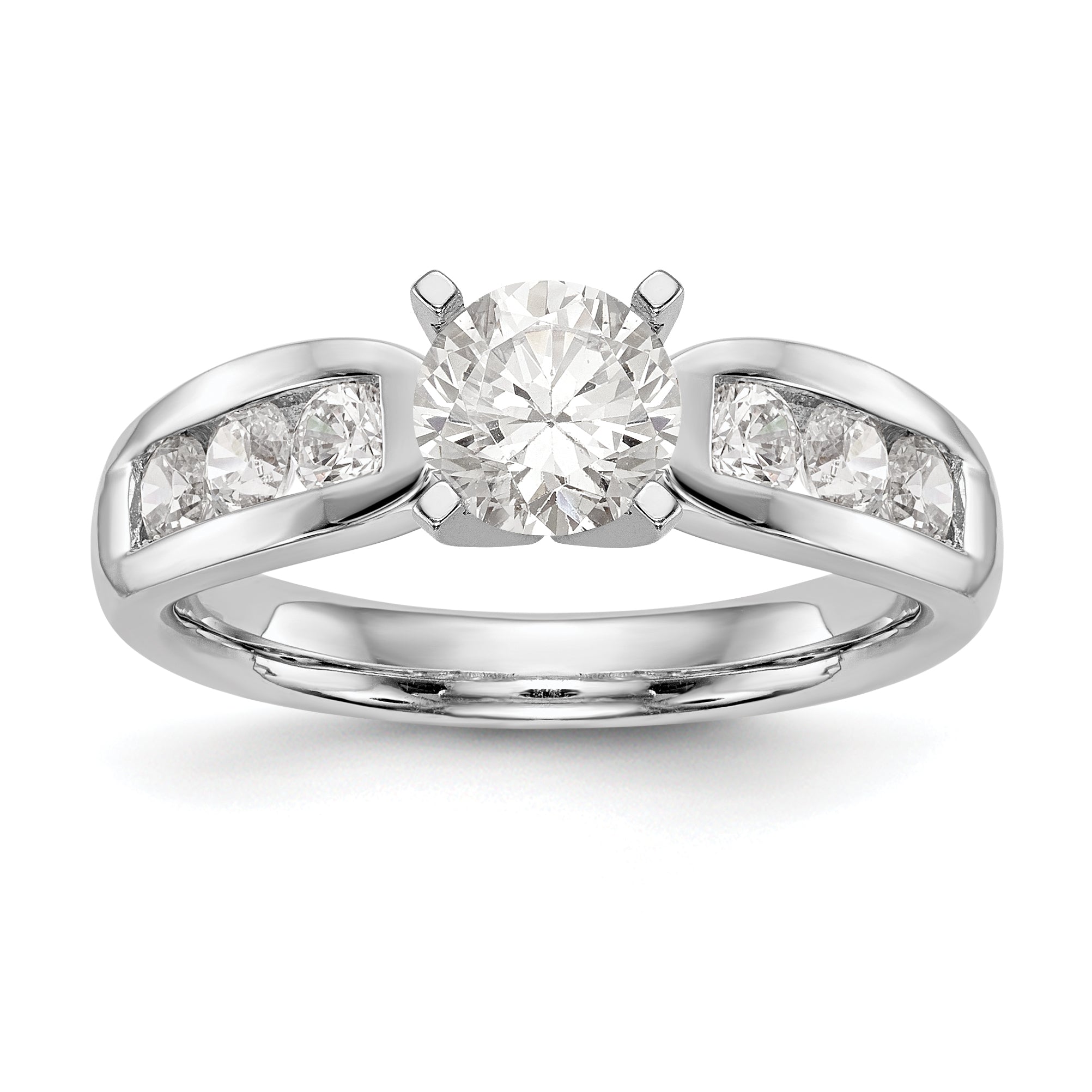 14K White Gold Diamond Peg Set Engagement Ring