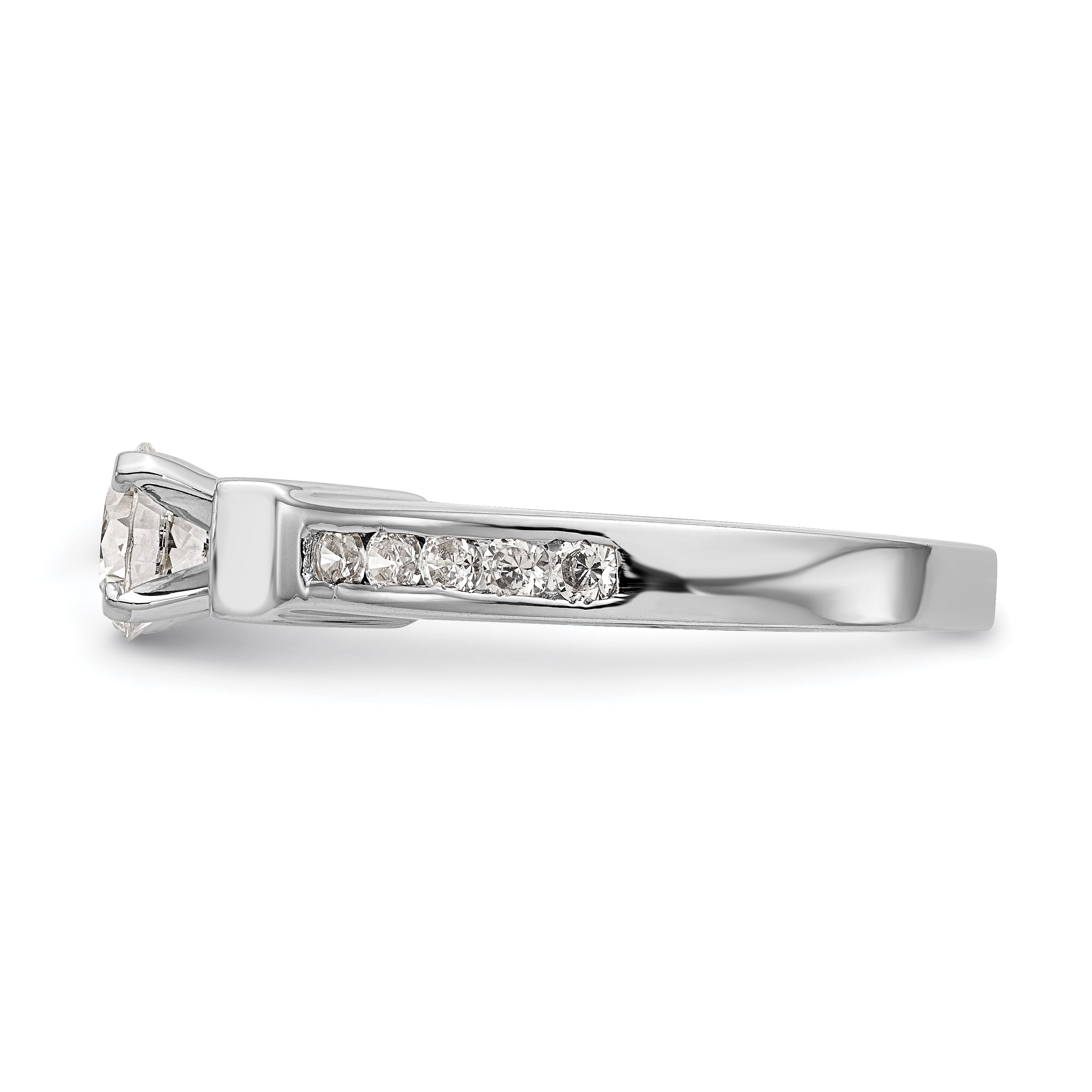 14K White Gold Diamond Peg Set Engagement Ring