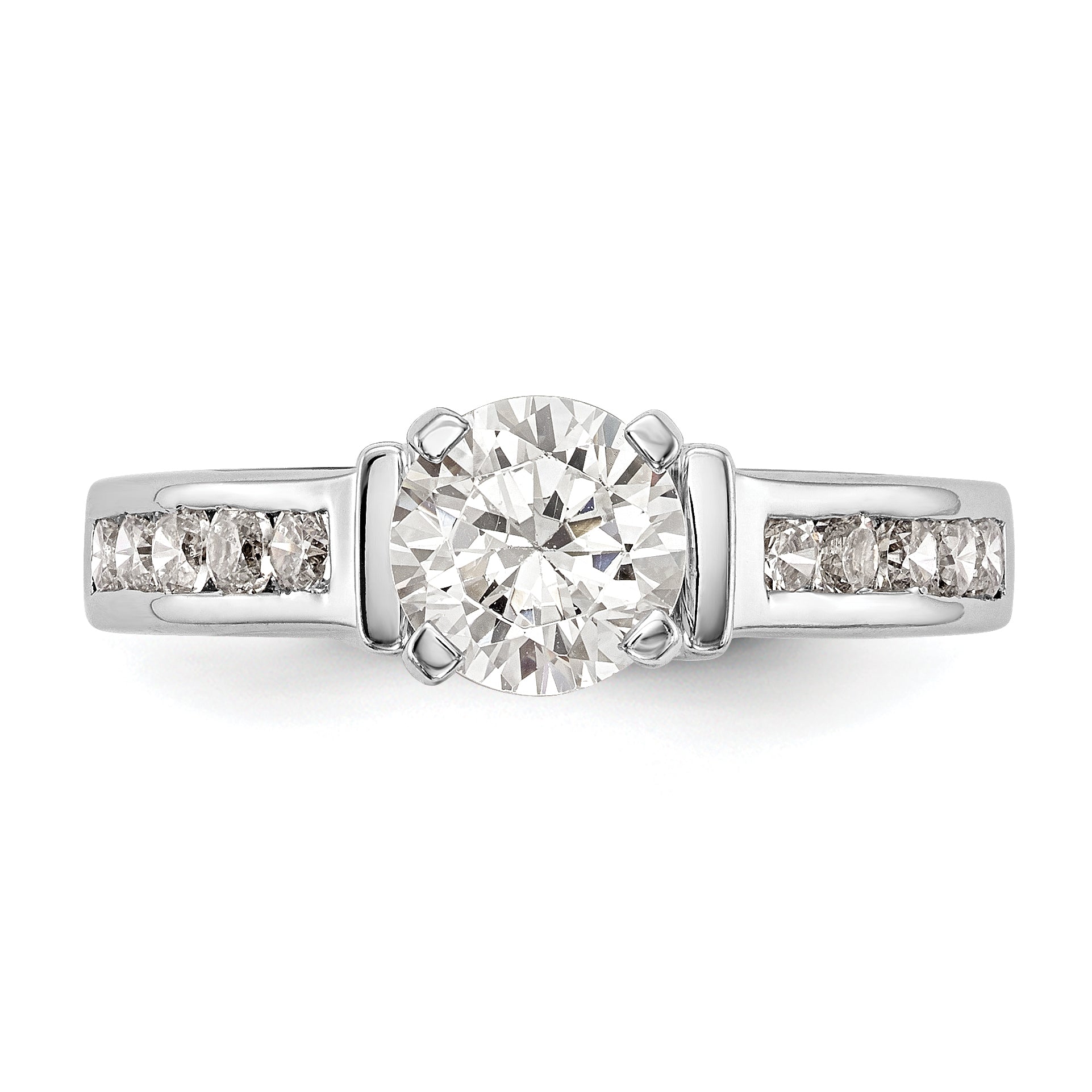 14K White Gold Diamond Peg Set Engagement Ring