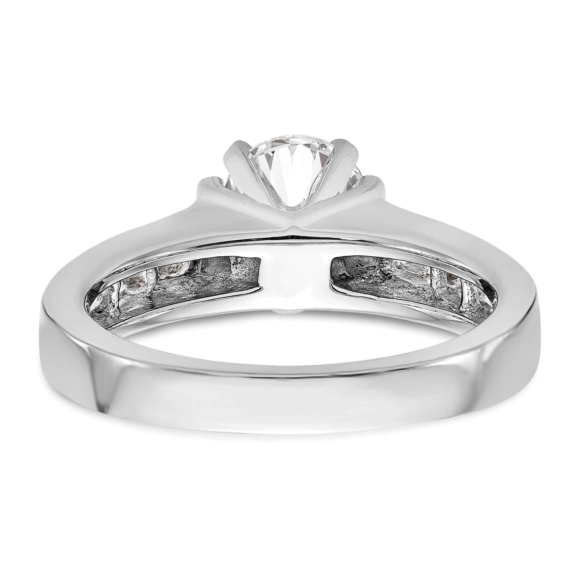14K White Gold Diamond Peg Set Engagement Ring