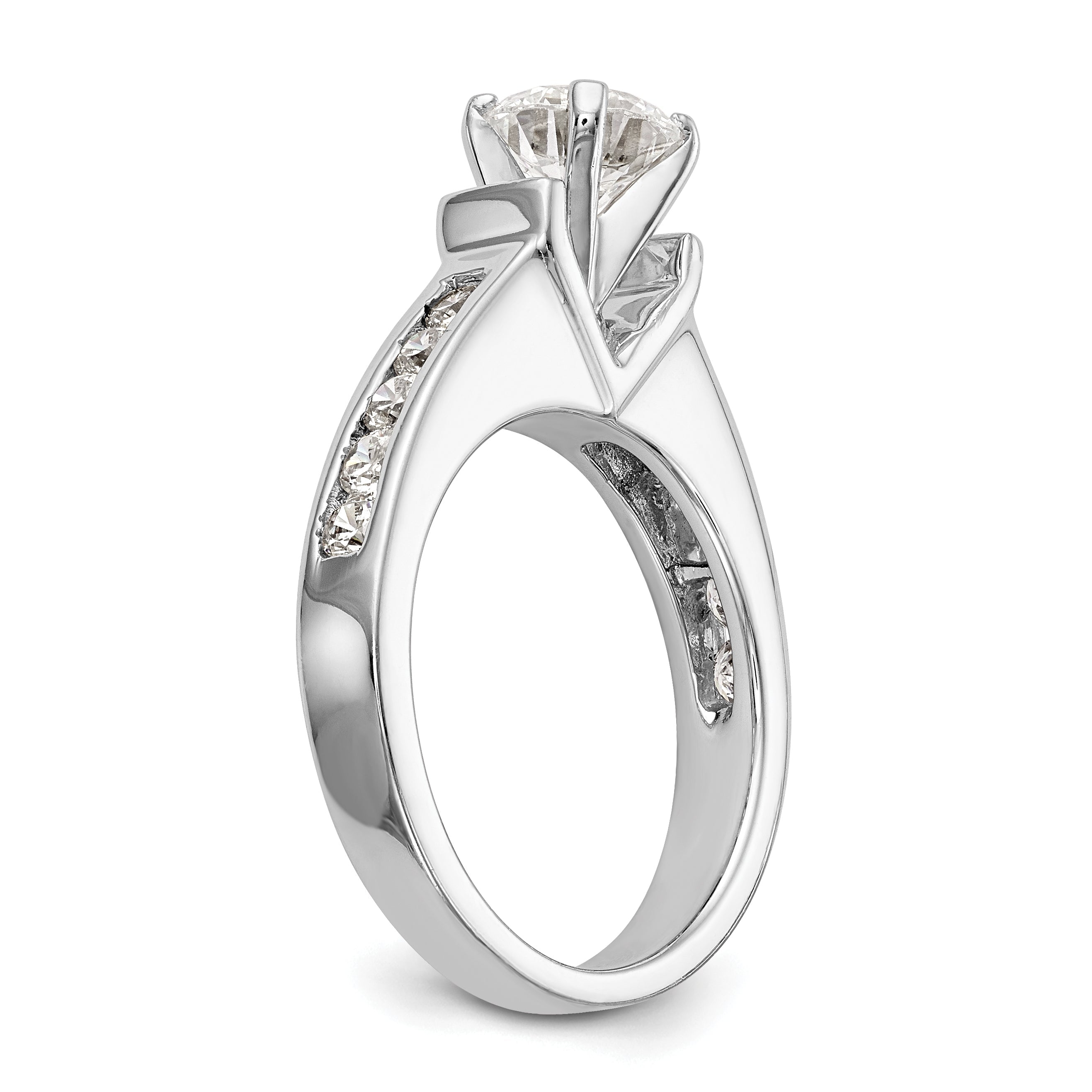 14K White Gold Diamond Peg Set Engagement Ring