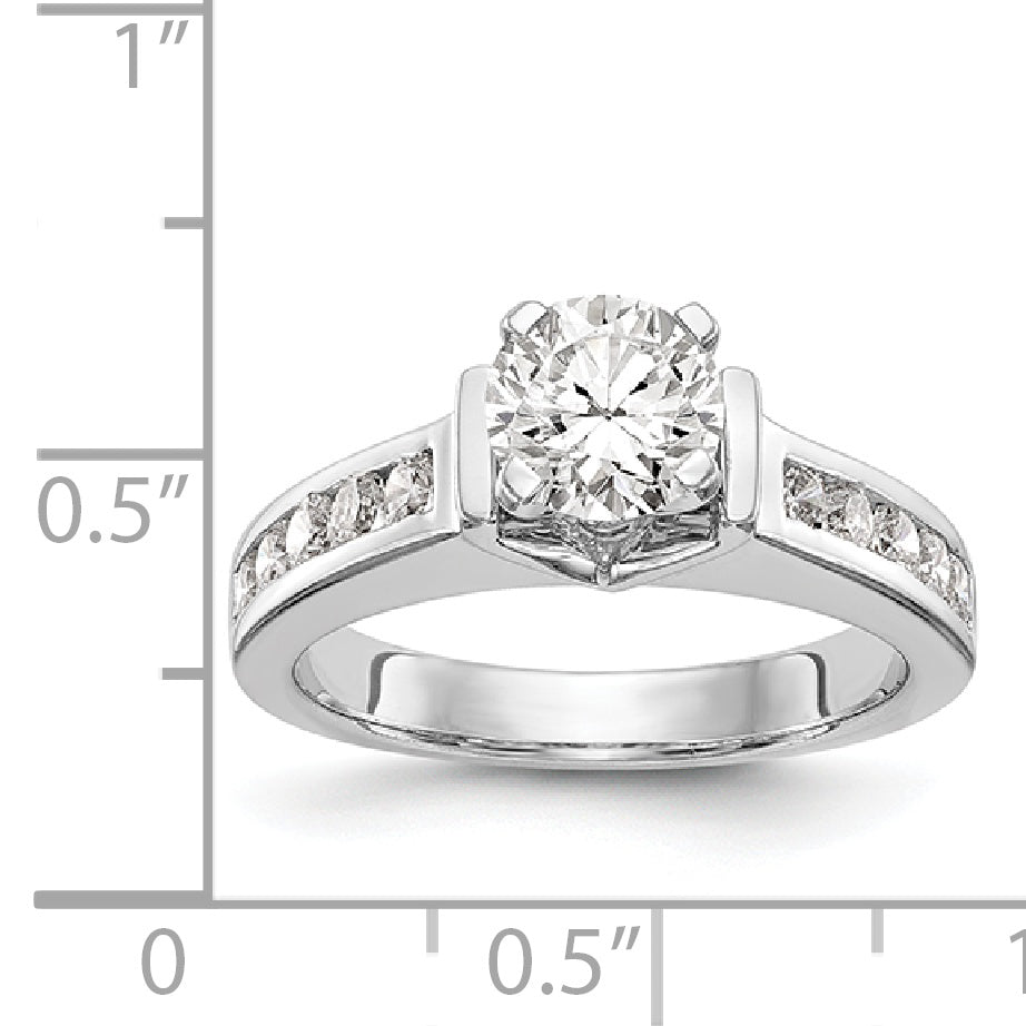 14K White Gold Diamond Peg Set Engagement Ring