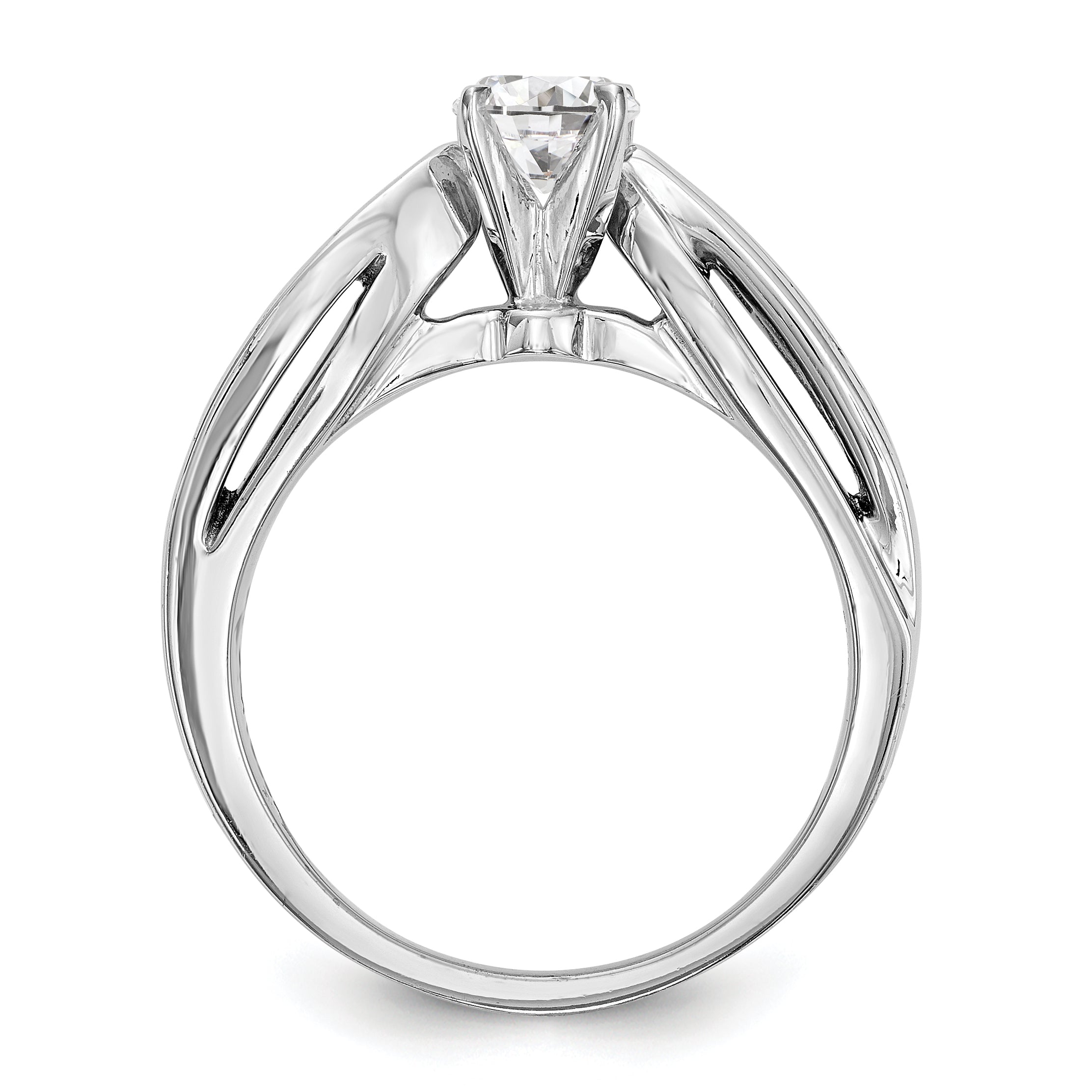 14K White Gold Diamond Peg Set Engagement Ring