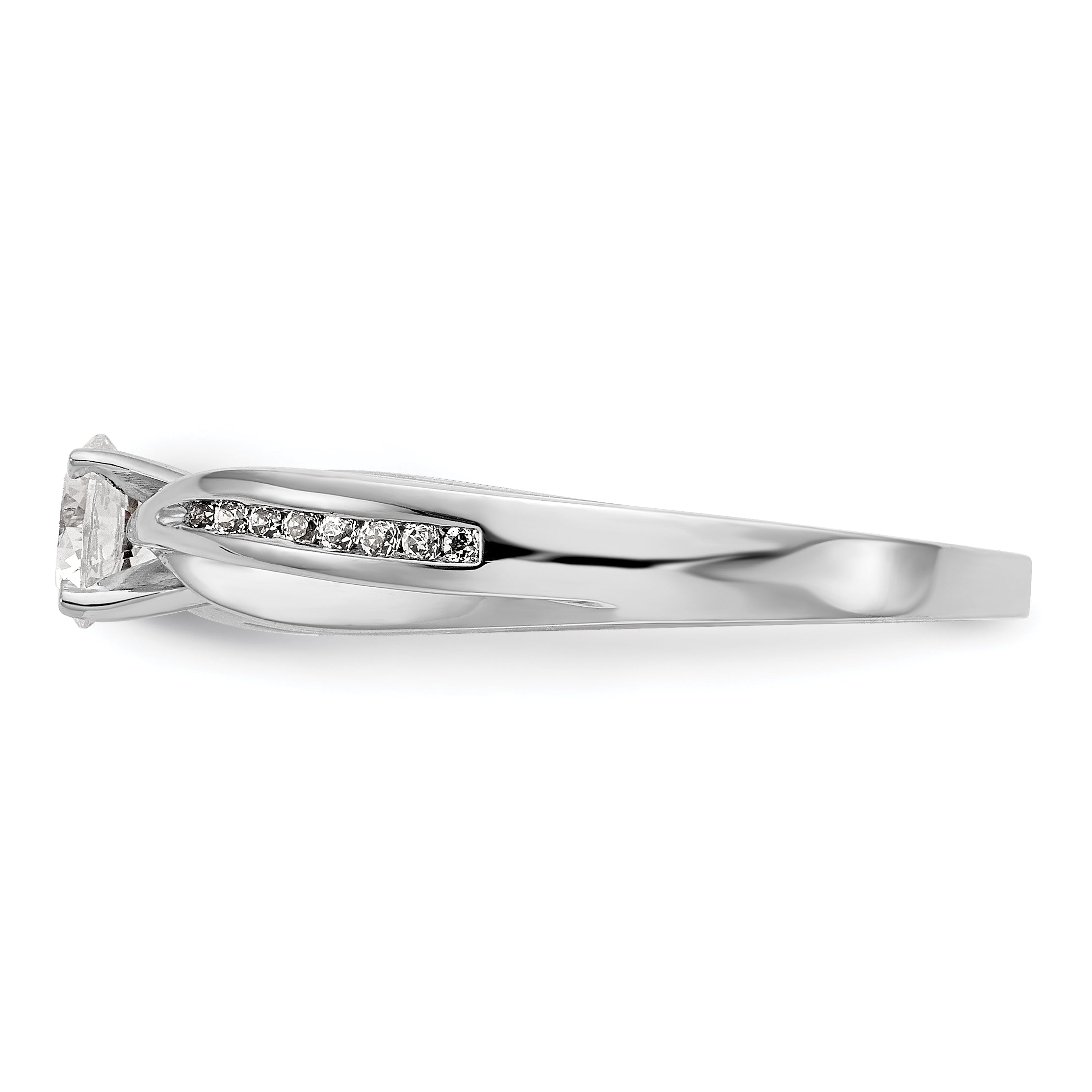14K White Gold Diamond Peg Set Engagement Ring