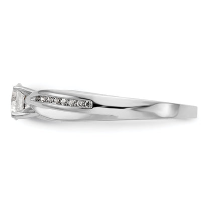 14K White Gold Diamond Peg Set Engagement Ring