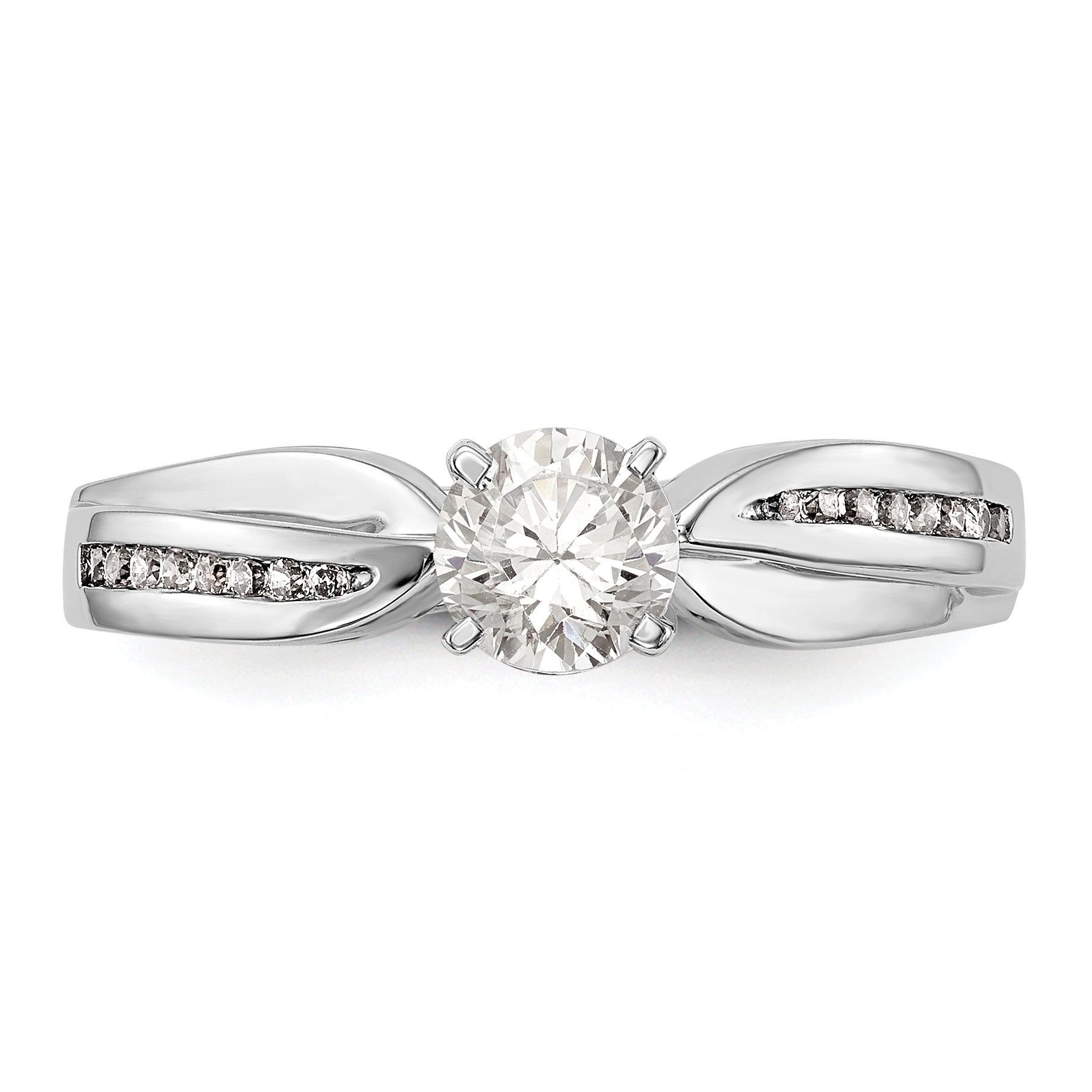 14K White Gold Diamond Peg Set Engagement Ring