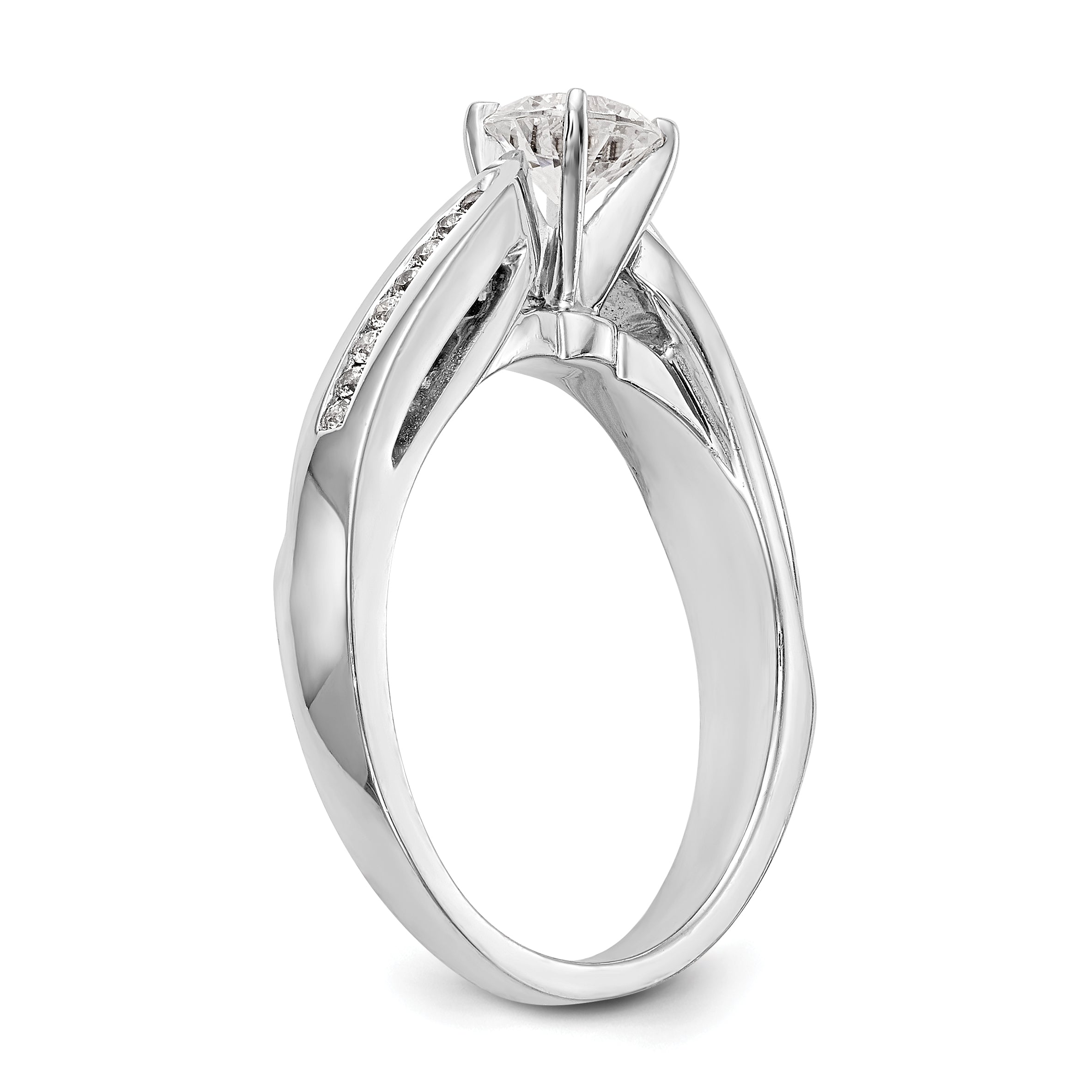14K White Gold Diamond Peg Set Engagement Ring