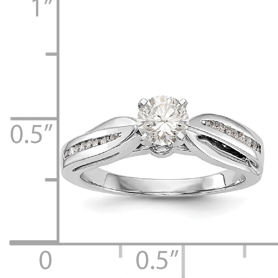 14K White Gold Diamond Peg Set Engagement Ring