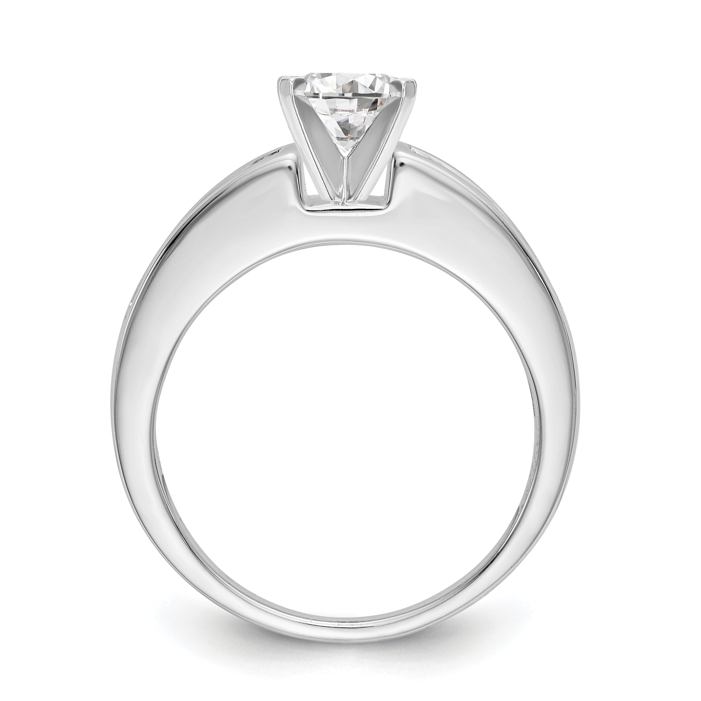 14K White Gold Diamond Peg Set Engagement Ring
