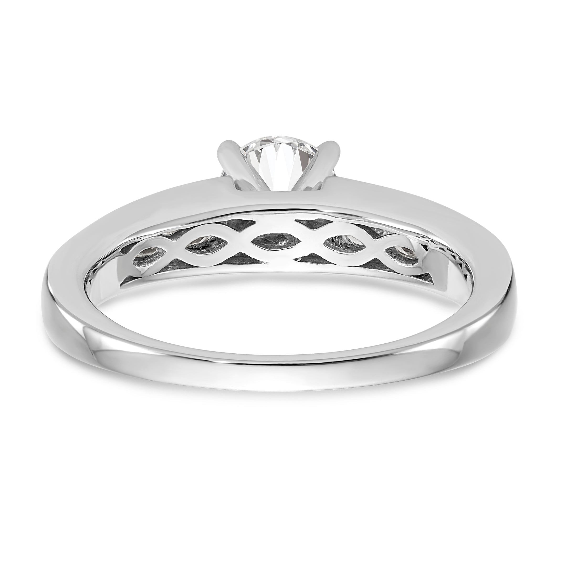 14K White Gold Diamond Peg Set Engagement Ring
