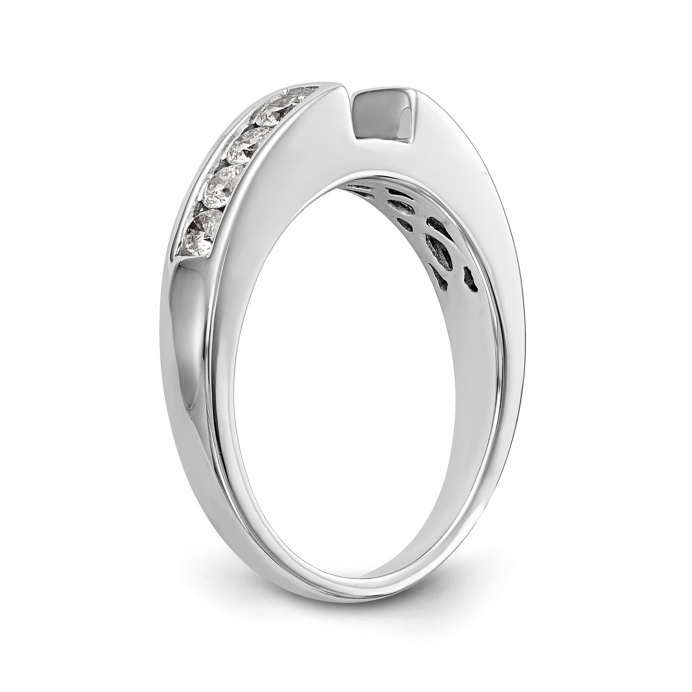 14K White Gold Diamond Peg Set Engagement Ring