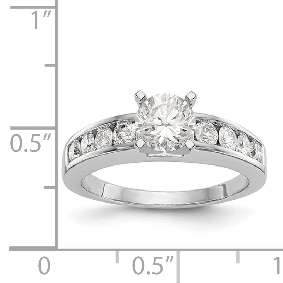 14K White Gold Diamond Peg Set Engagement Ring