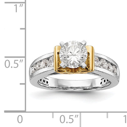 14K Two tone Peg Set Simulated Diamond Engagement Ring