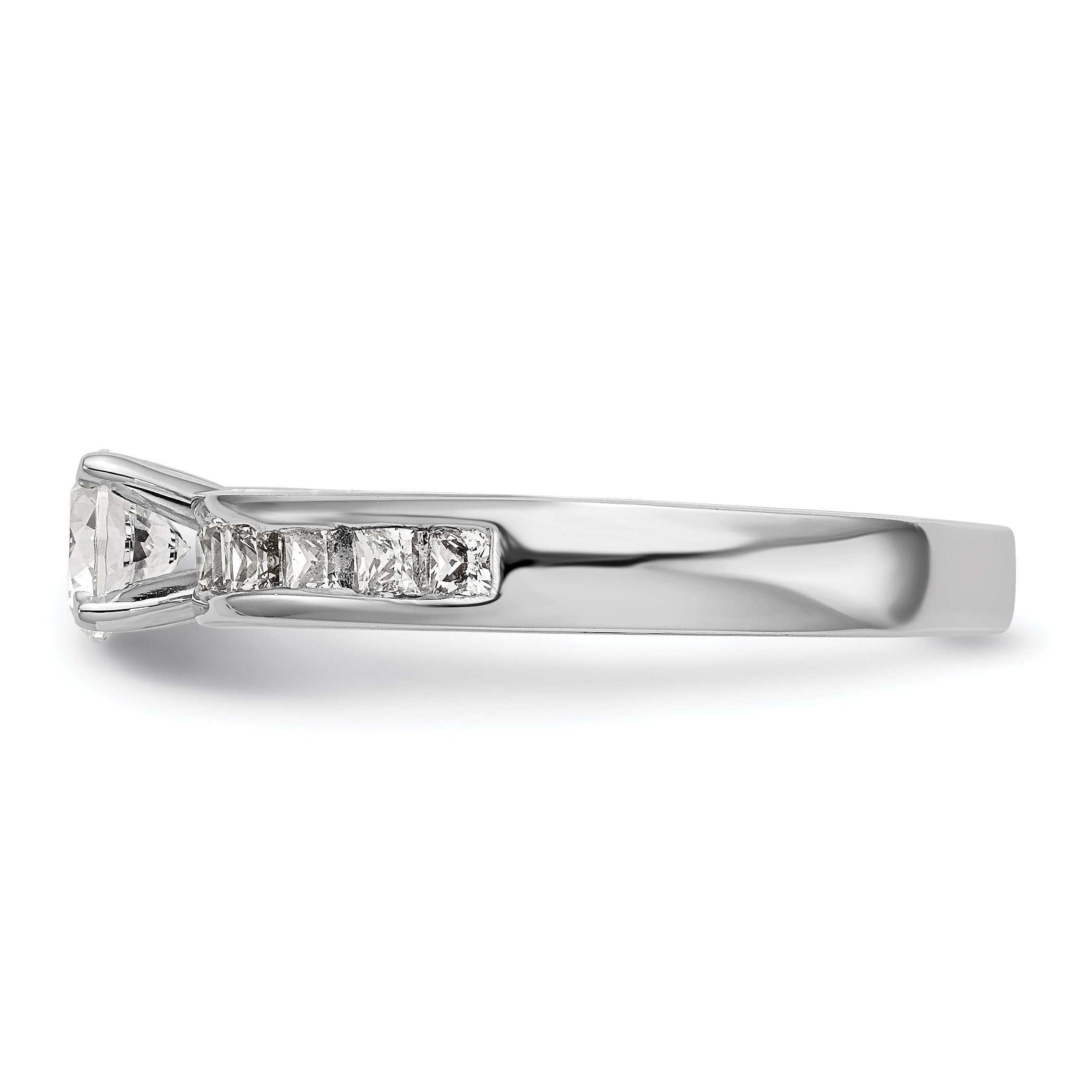 14K White Gold Diamond Peg Set Engagement Ring