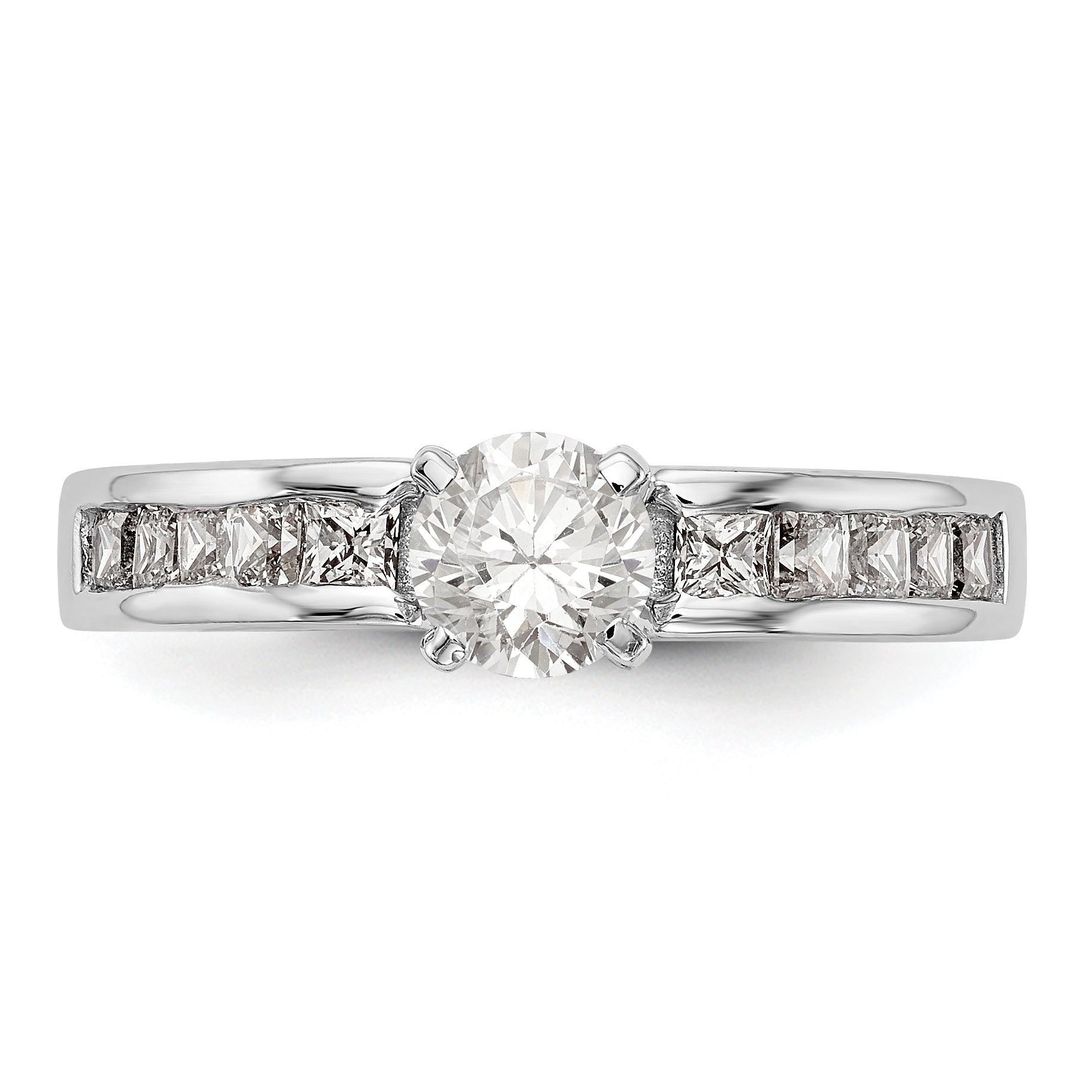 14K White Gold Diamond Peg Set Engagement Ring