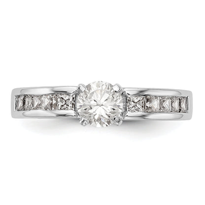 14K White Gold Diamond Peg Set Engagement Ring