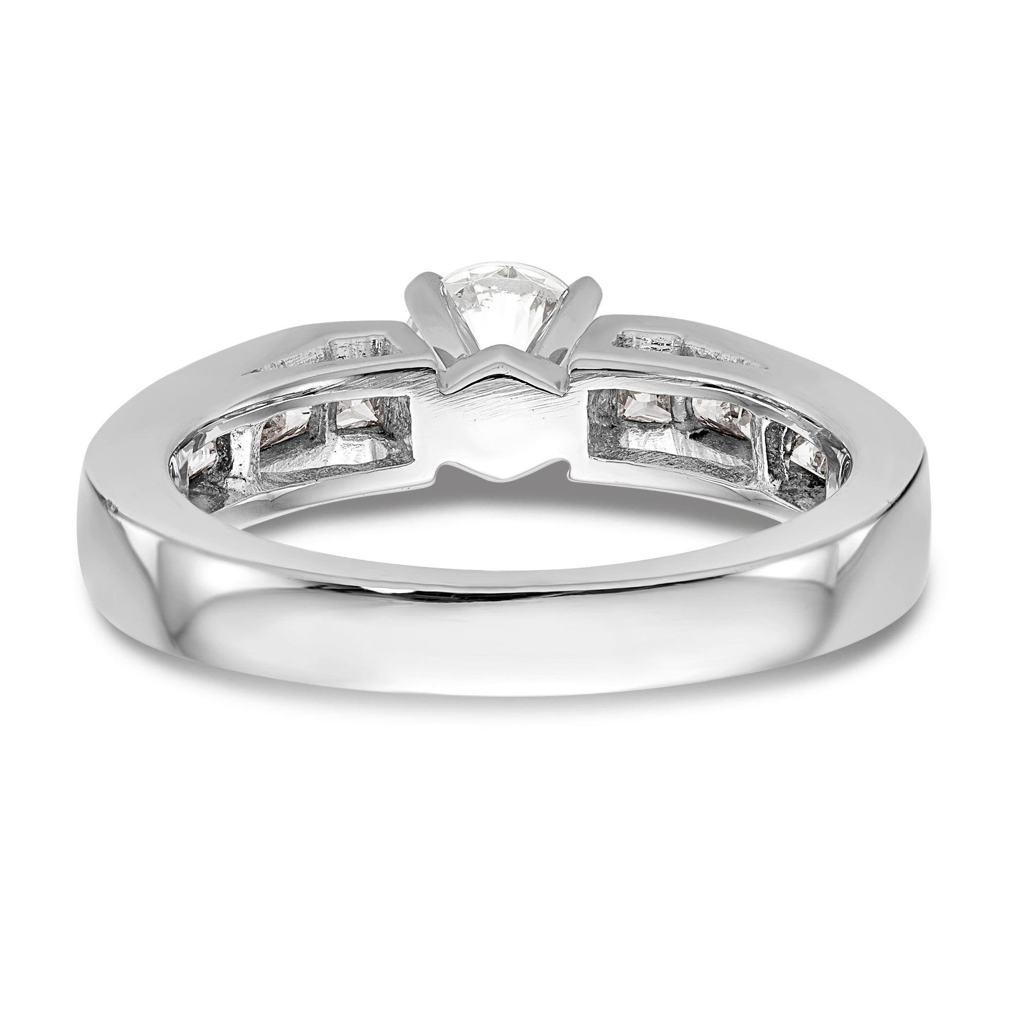 14K White Gold Diamond Peg Set Engagement Ring