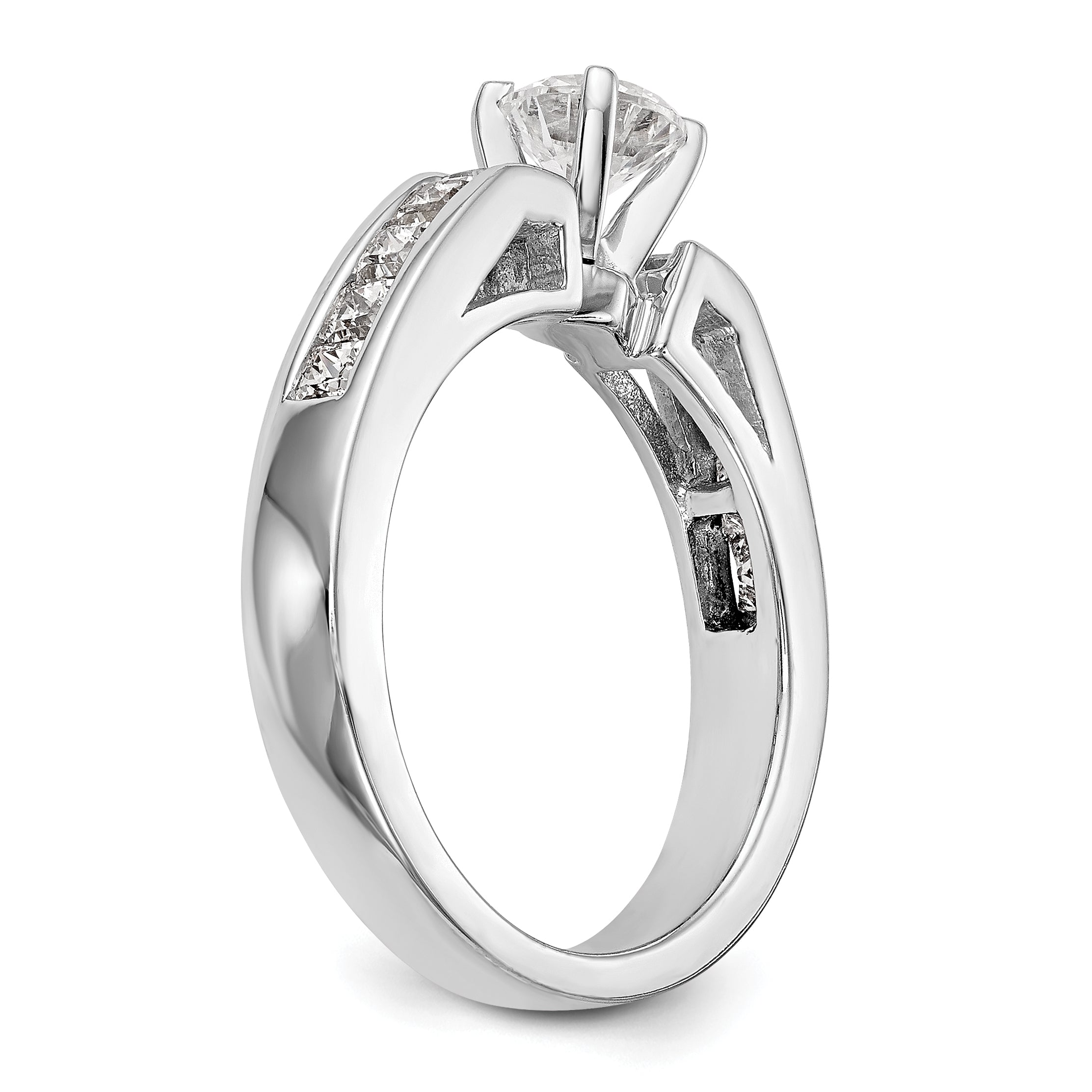 14K White Gold Diamond Peg Set Engagement Ring