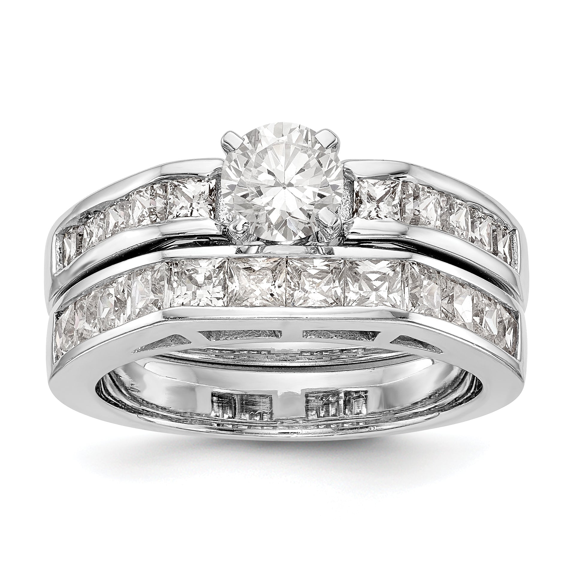 14K White Gold Diamond Peg Set Engagement Ring